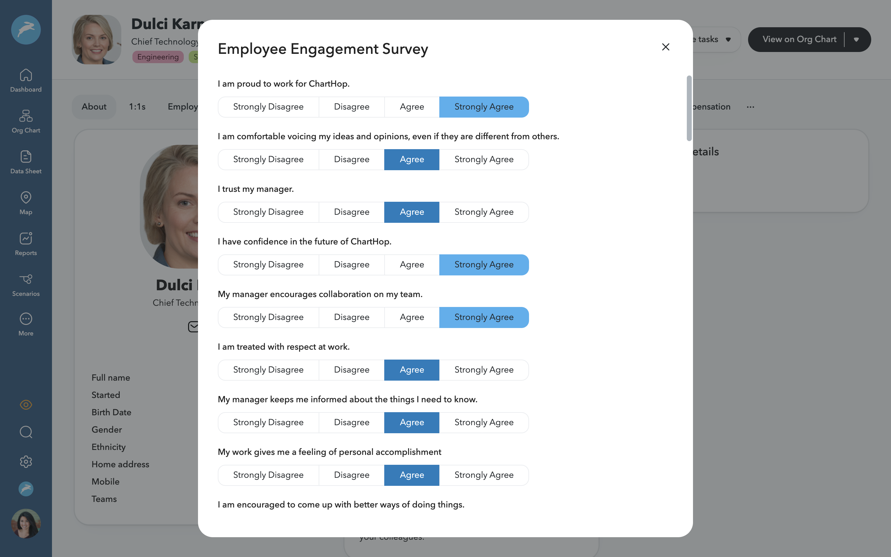 ChartHop employee engagement people analytics platform