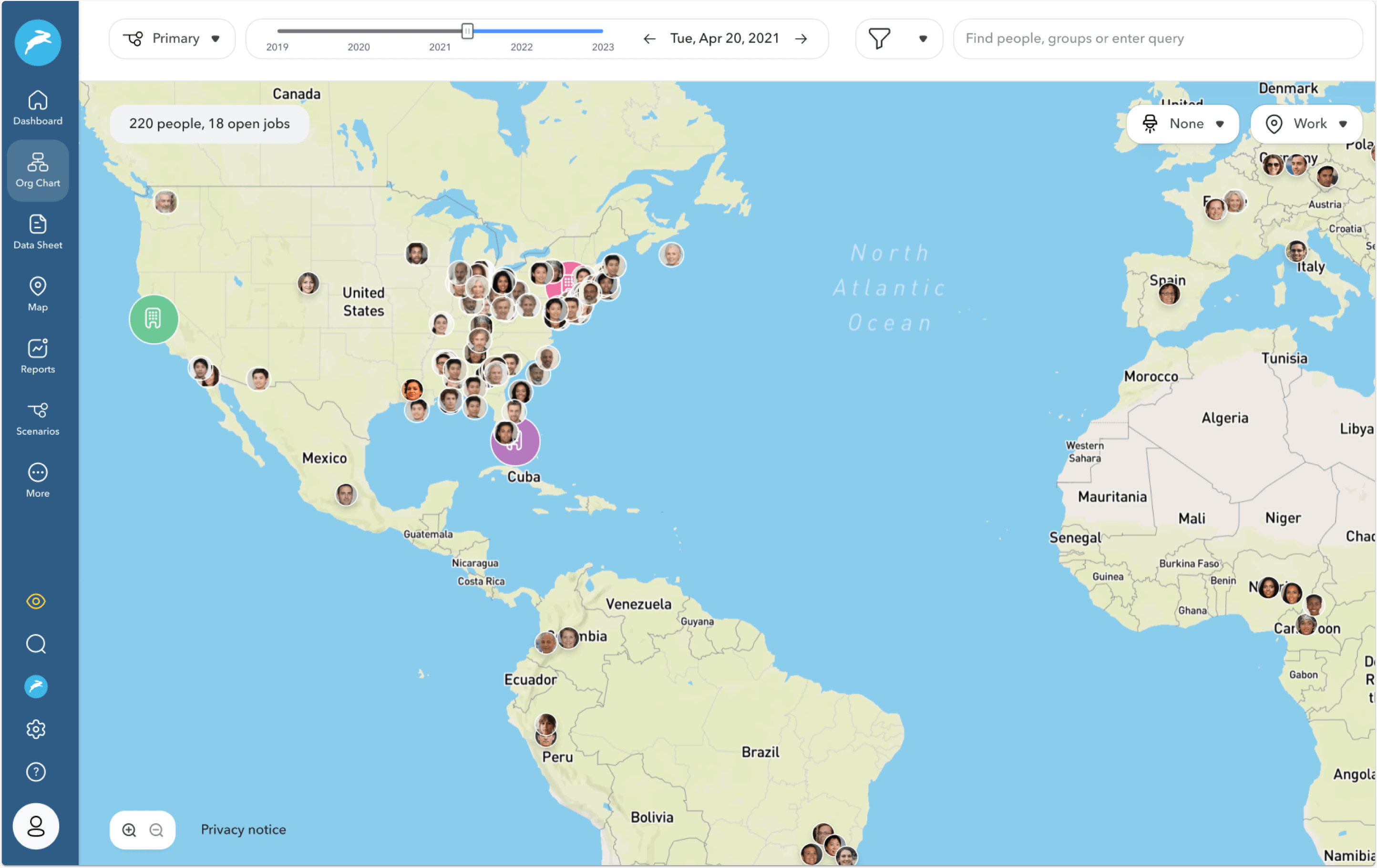 ChartHop map with remote workers
